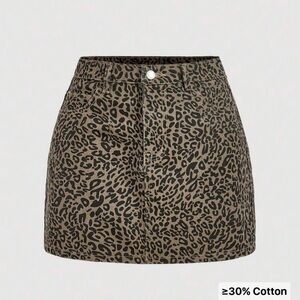 SHEIN Brown and Black Leopard Print Mini Skirt